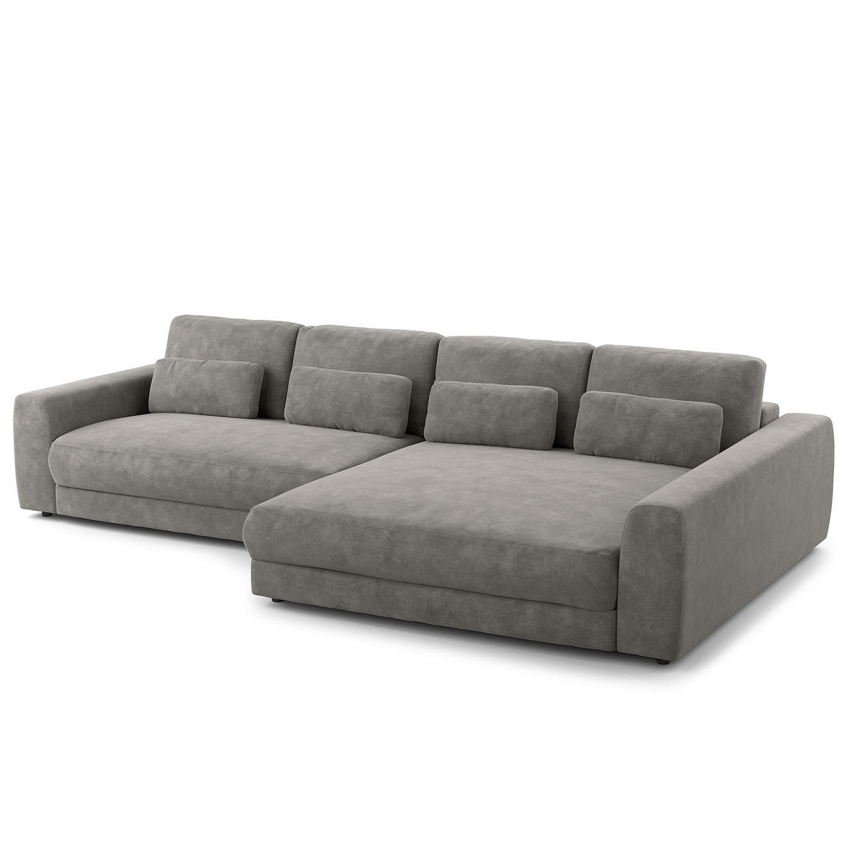 ECKSOFA mit XXL-Longchair - Schwarz/Grau, Kunststoff/Textil (323/182cm) - home24