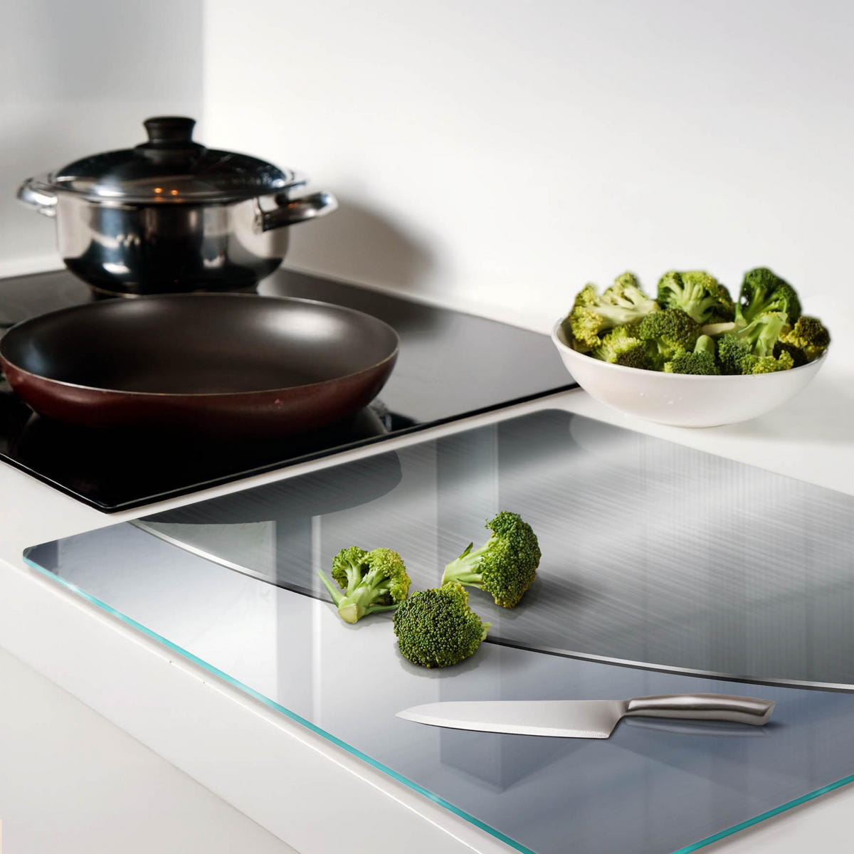 GLASPLATTE 60x52 cm Textur - Silberfarben, Glas (60/0.4/52cm) - TULUP