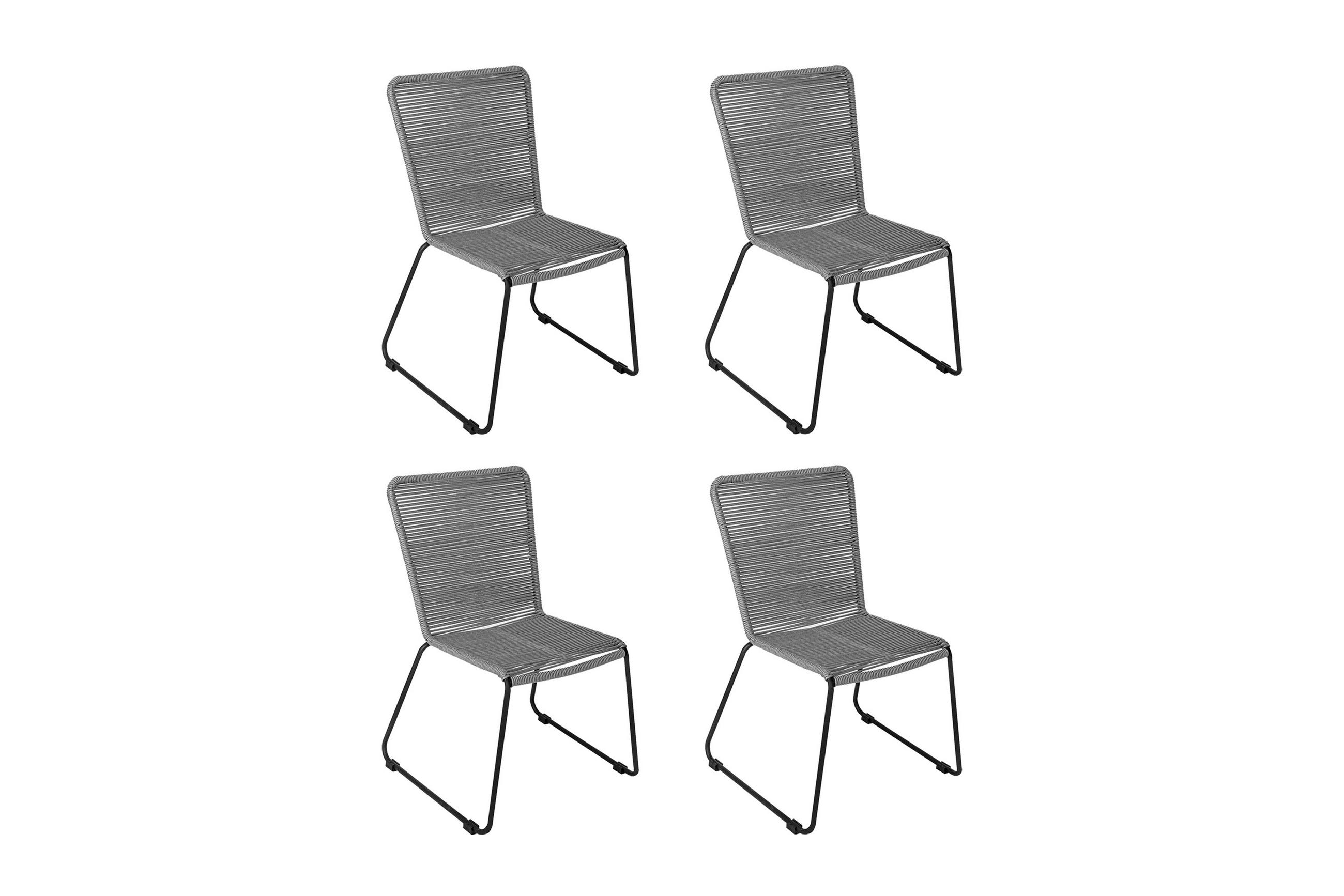 GARTENSTUHL 4ER-SET ISRA - Schieferfarben/Anthrazit, Textil/Metall (58/88/55cm) - SAM