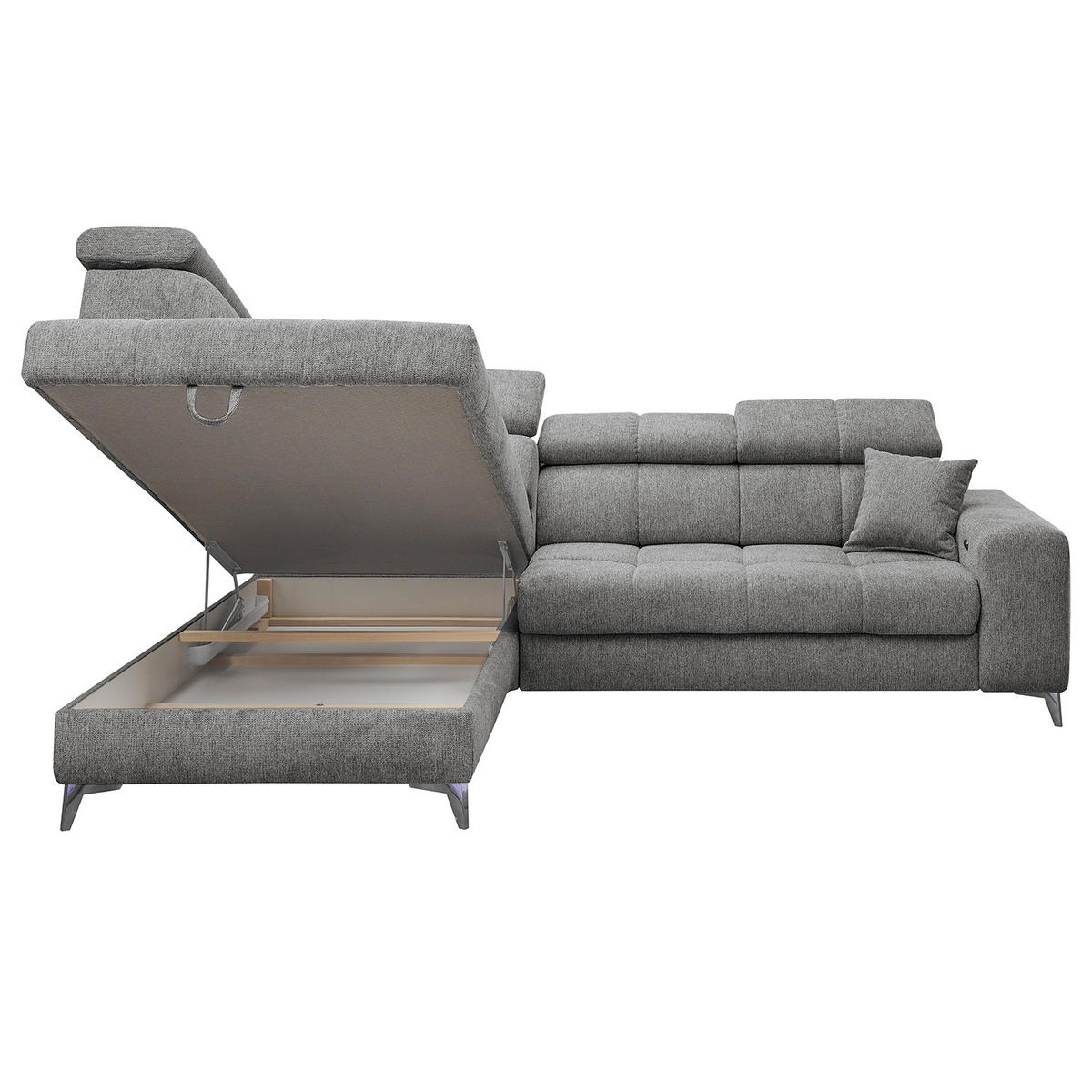 ECKSOFA mit Schlaffunktion - Webstoff - Anthrazit/Schwarz, Kunststoff/Textil (282/198cm) - home24