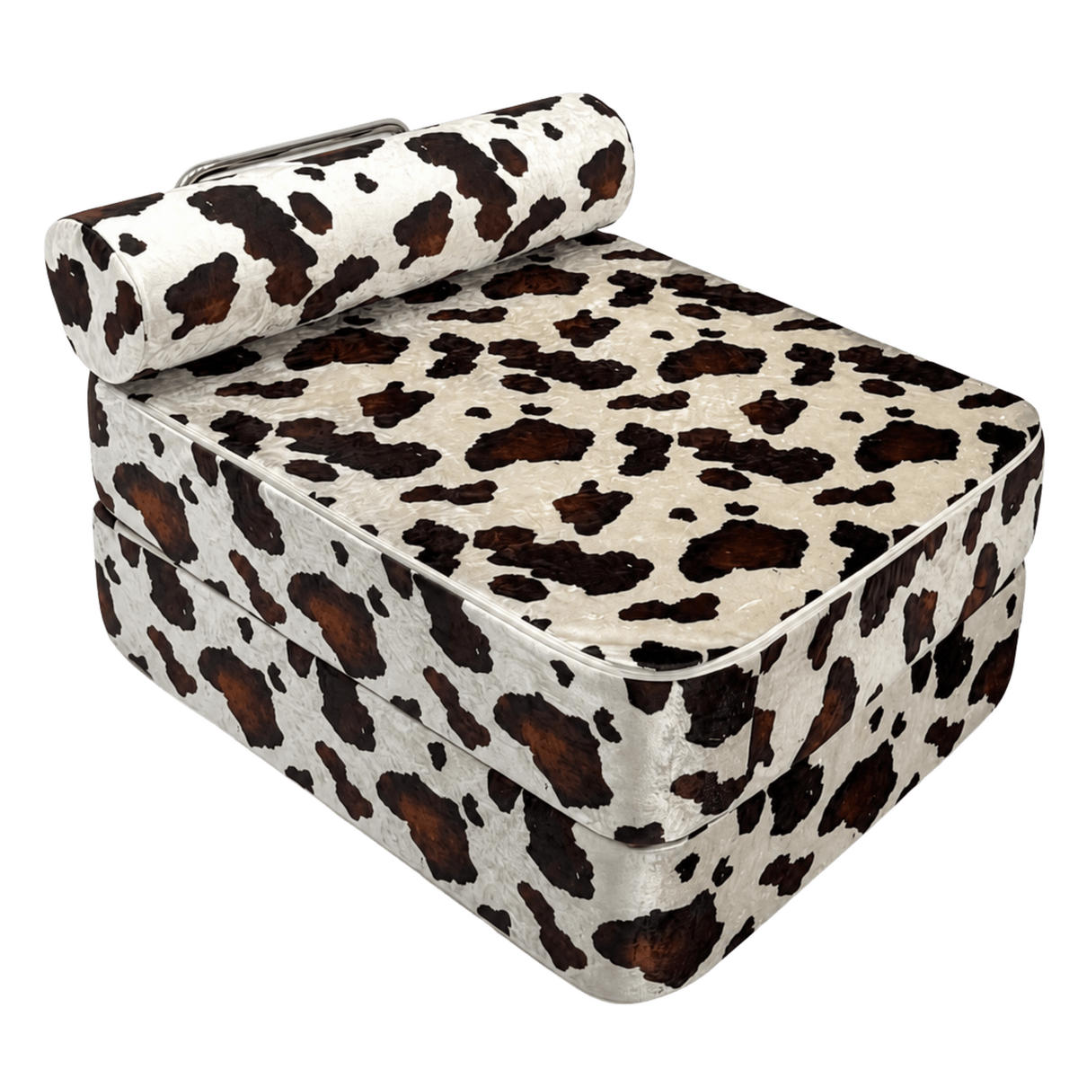 SCHLAFSESSEL ausklappbar, modularer Loungesessel mit Rückenrolle, Kuhmuster Braun-Creme - Braun, Textil (80/60/95cm) - SURB