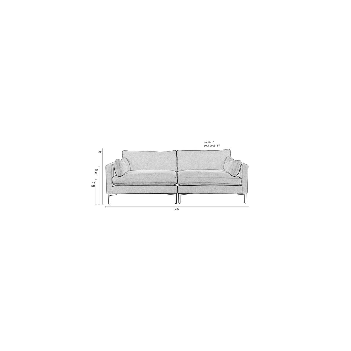 SOFA 3-SITZER Summer Crème - Beige/Creme, Textil (230/82/101cm) - Zuiver