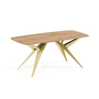 ESSTISCH AXIS - Honigeiche/Goldfarben, Holzwerkstoff/Metall (90/180/76cm) - Meblini
