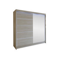 SCHWEBETÜRENSCHRANK Talin III, mit RGB LED Beleuchtung - Kaschmir/Silberfarben, Holzwerkstoff/Metall (180/215/58cm) - MIRJAN24