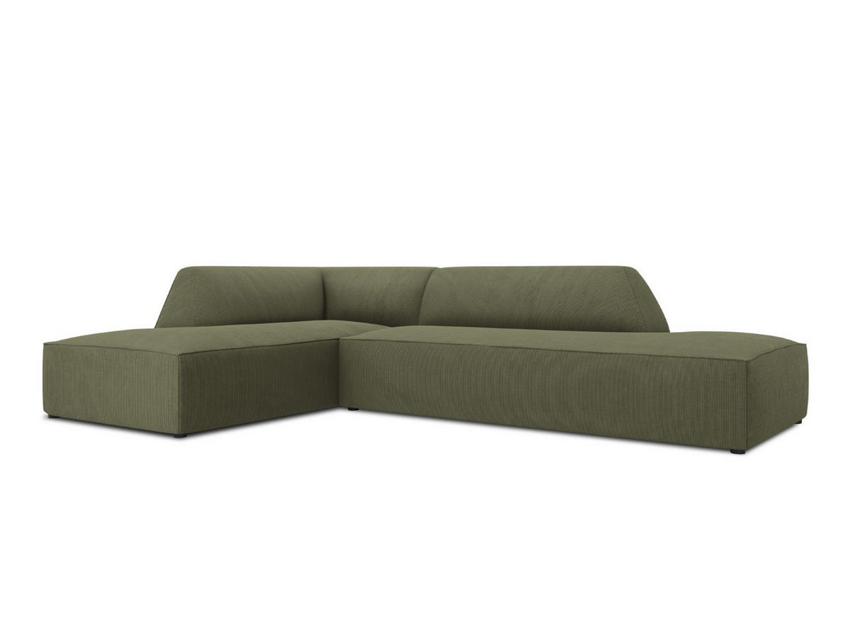 ECKSOFA links Ruby aus Cord grün 4 Sitzplätze - Grün, Textil (180/273cm) - Micadoni