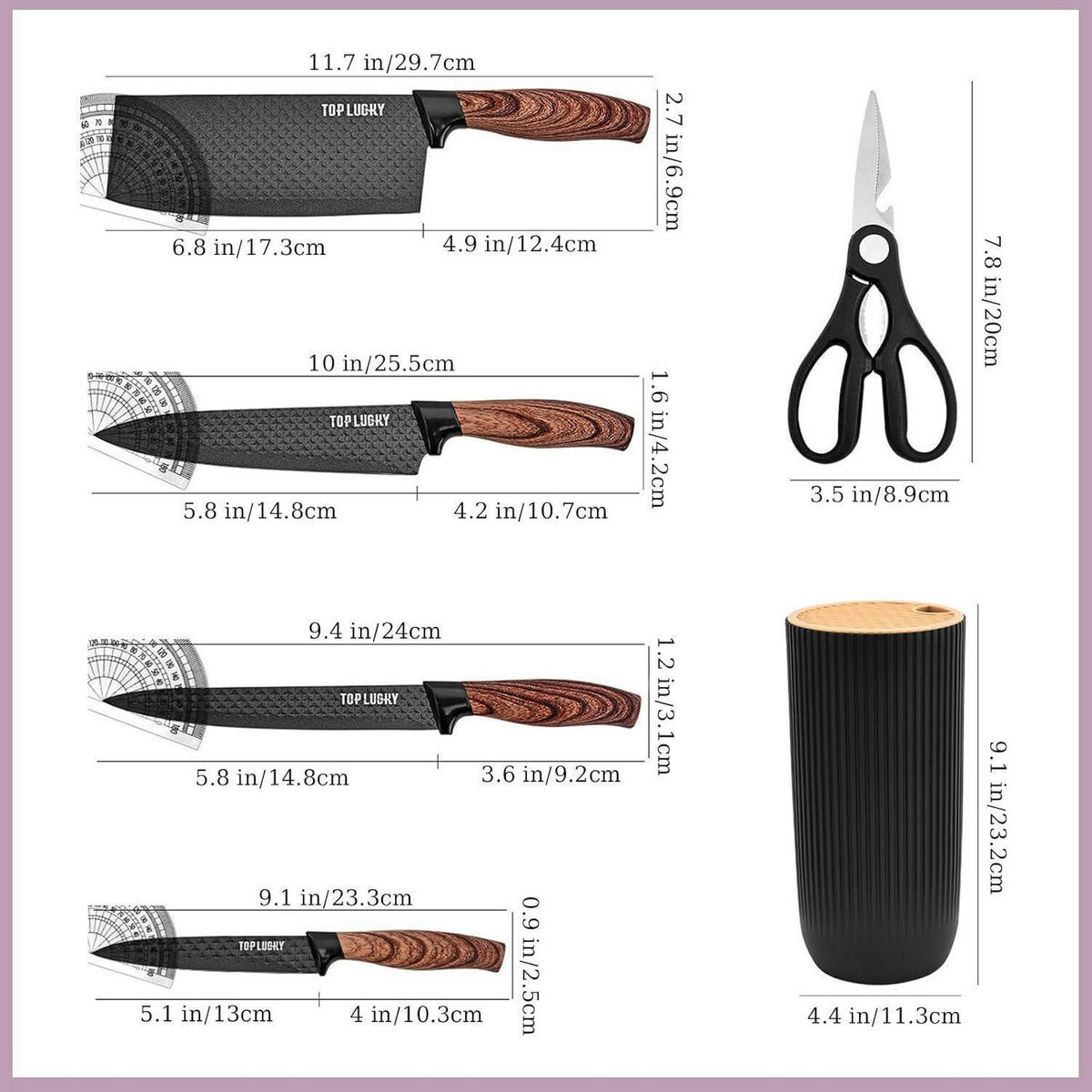 MESSERBLOCK-SET 6-teilig Schwarz Edelstahl Antihaft - Multicolor, Metall