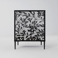 SIDEBOARD CHARCOAL SPROUT, Schwarz, 57,5x42x72,5 cm, Schwarze Metallfüße - Multicolor/Schwarz, Holzwerkstoff/Metall (57.5/72.5/42cm) - SpaceRebels