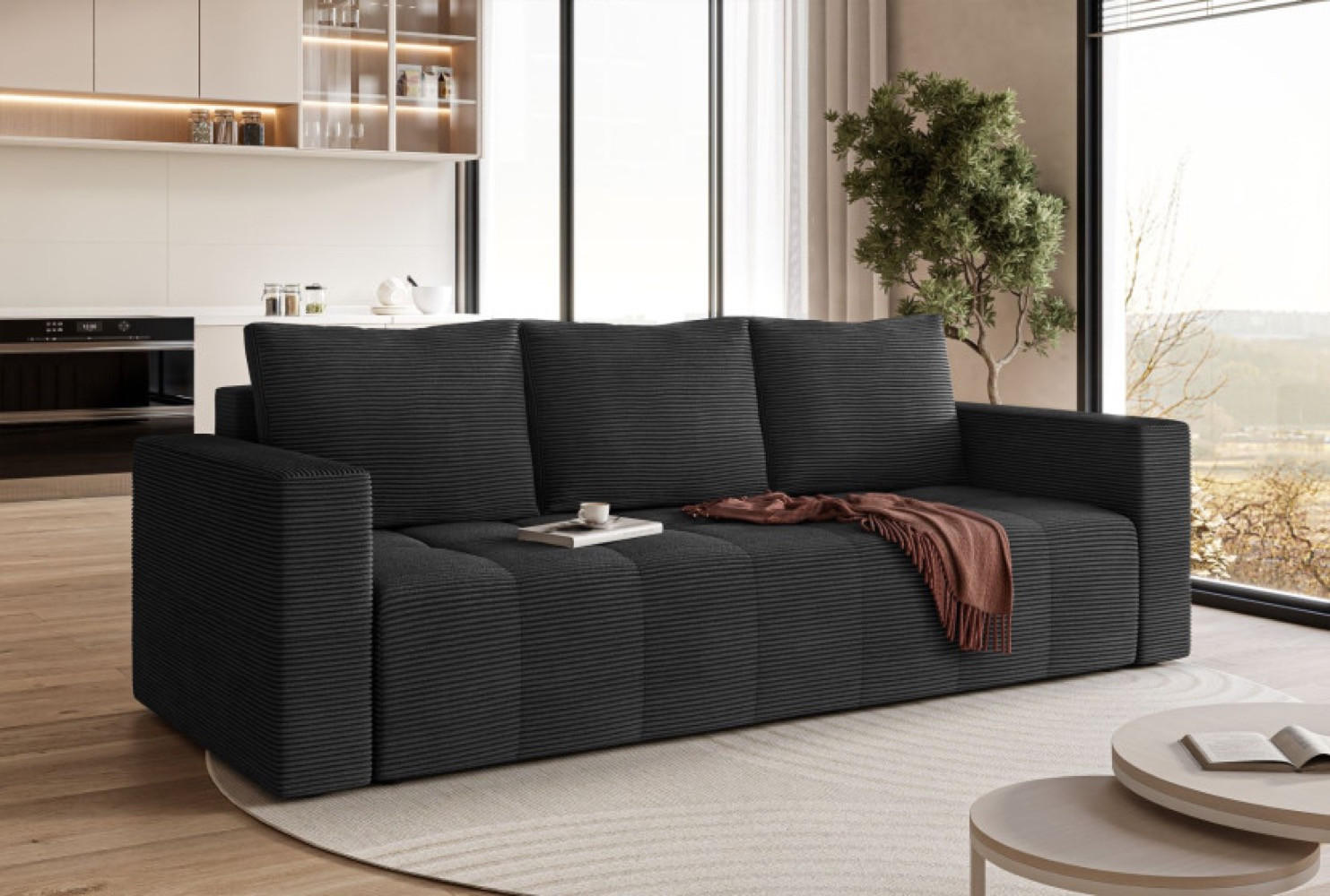 SITZSOFA Grafit LAG Mit Schlaffunktion - Graphitfarben, Textil (233/90/94cm) - Sepro Meble