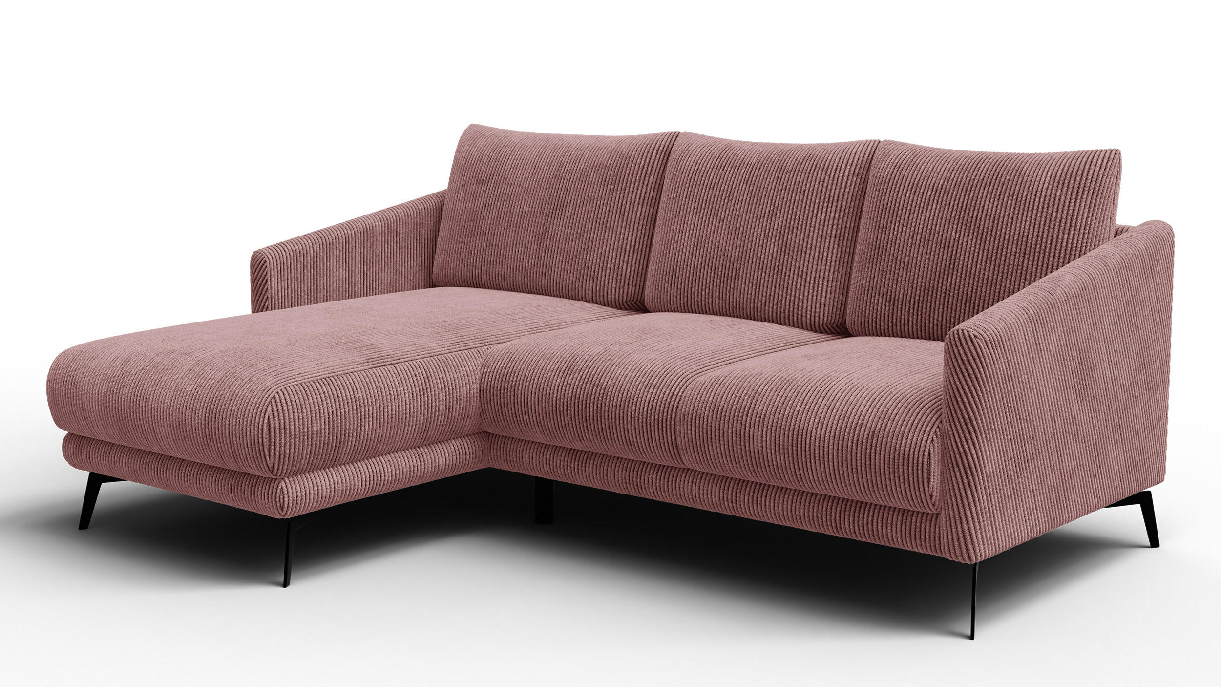 ECKSOFA VILT 3-Sitzer, altrosa - Schwarz/Altrosa, Holzwerkstoff/Textil (221/156cm) - Courtois Laville