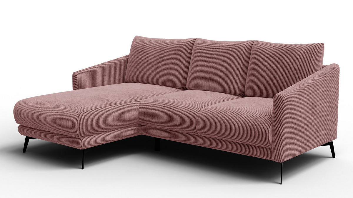 ECKSOFA VILT 3-Sitzer, altrosa - Schwarz/Altrosa, Holzwerkstoff/Textil (221/156cm) - Courtois Laville