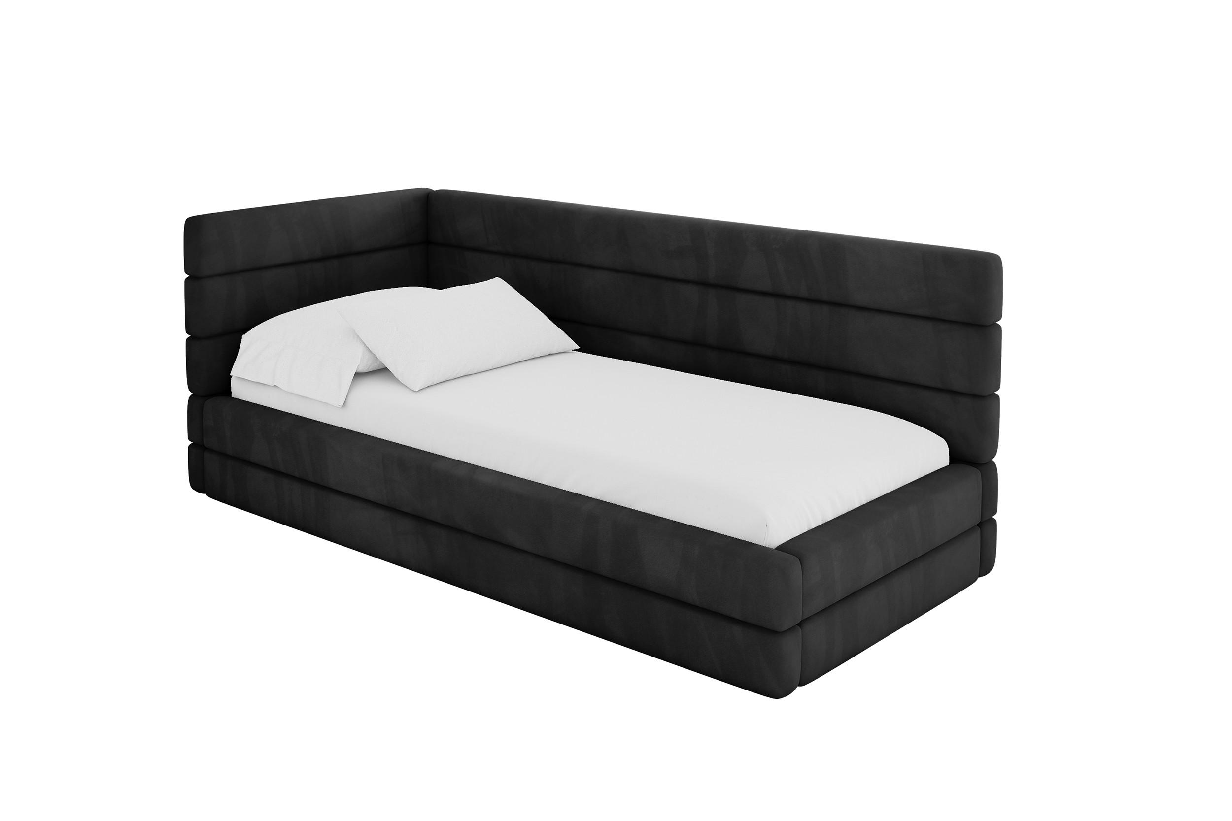 ALTDECOR JEDNOLŮŽKOVÁ POSTEL pro mládež s úložným prostorem a matrací H3/H4, vpravo - BEMY 100x200 černá
