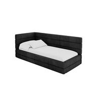 EINZELLBETT Jugendbett mit Bettkasten, Rechts - BEMY 90x200 Schwarz - Anthrazit, Holzwerkstoff/Textil (90/200cm) - ALTDECOR