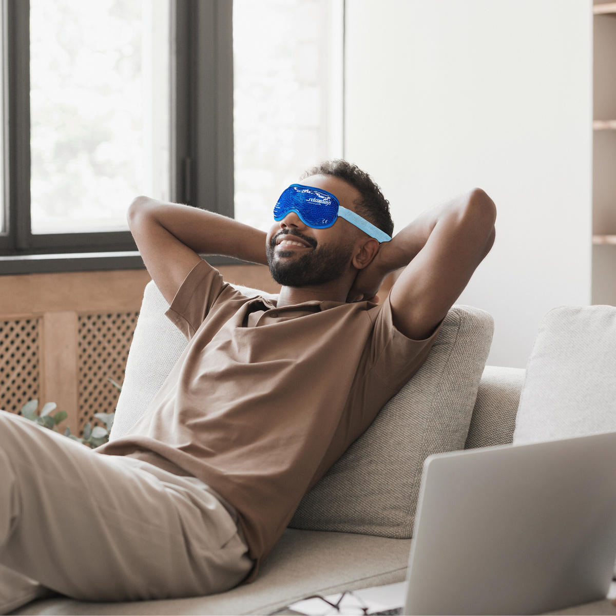 2XAUGENMASKE - Blau, Kunststoff/Textil (25/9/2cm) - Relaxdays