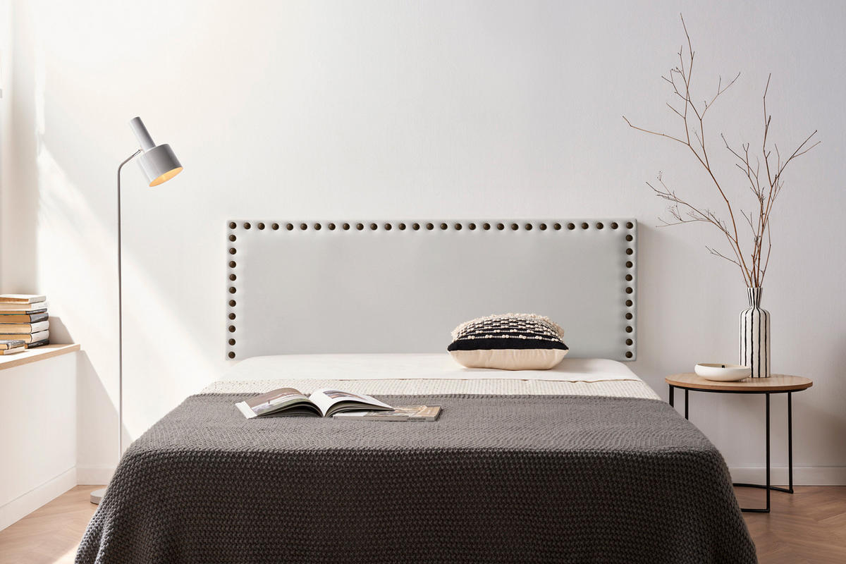 KOPFTEIL gepolstert MODENA Kunstleder 90x55x8 cm - Hellgrau - Moonia - Hellgrau, Holz (90/8/55cm)