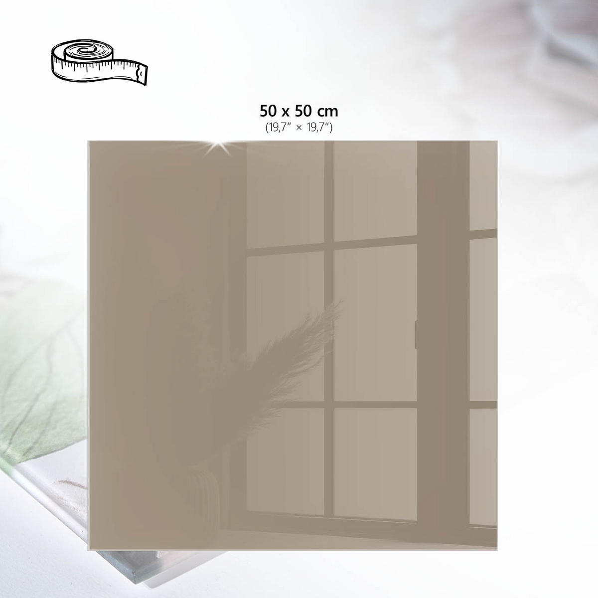 TISCHPLATTE 50x50 cm – Pastellhellbraun - Bordeaux, Glas (50/50/0.4cm) - Wallfluent