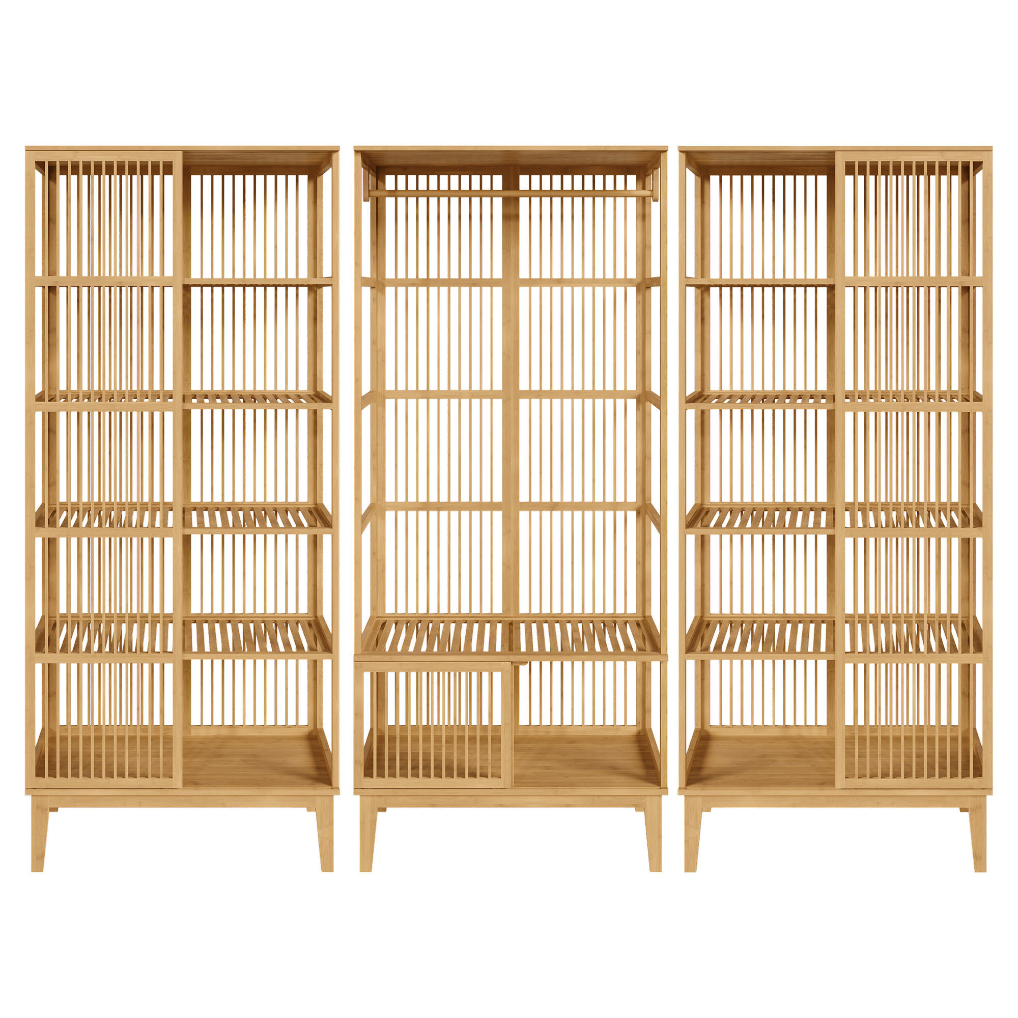 [en.casa] Garderobenschrank Natur 240x185x45 cm
