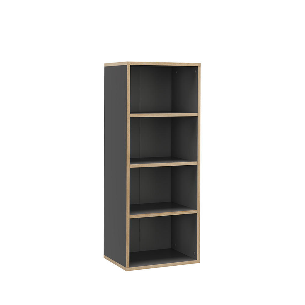 BÜCHERREGAL Tetrix Anthrazit 40 x 100 cm mit 4 Fächern - Anthrazit/Beige, Holzwerkstoff (40/100/30cm) - Vicco