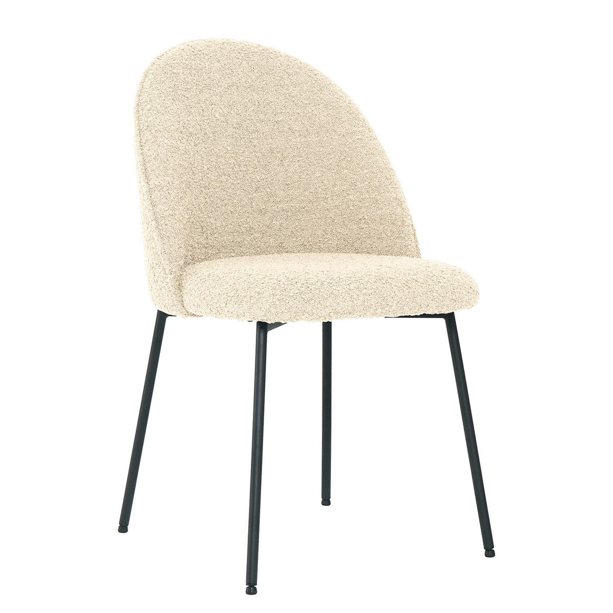 POLSTERSTUHL - Bouclé / Eisen, 2er-Set - Creme/Schwarz, Textil (49/84/54cm) - home24