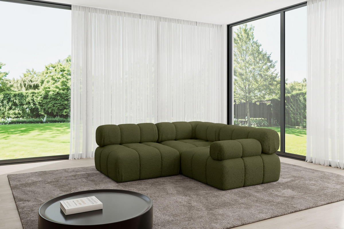 ECKSOFA modulares Sofa Mende-L1 - 190x190x70 cm Grün Bouclé - Grün, Holzwerkstoff/Textil (190/190cm) - ALTDECOR