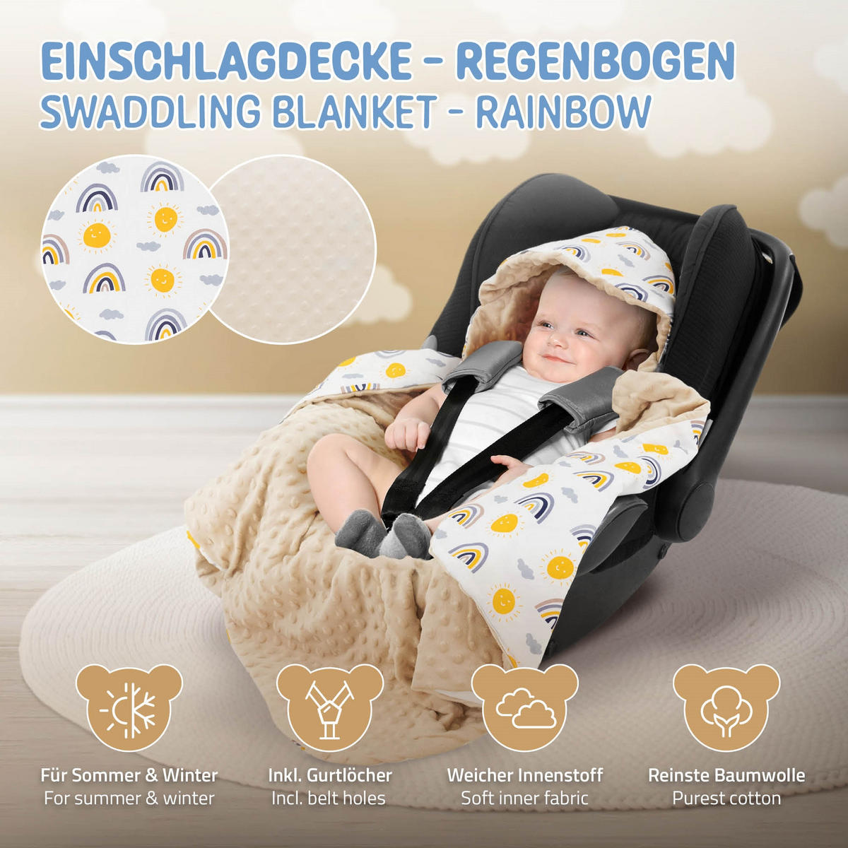 EINSCHLAGDECKE - Beige, Textil (84/84cm) - Joyz