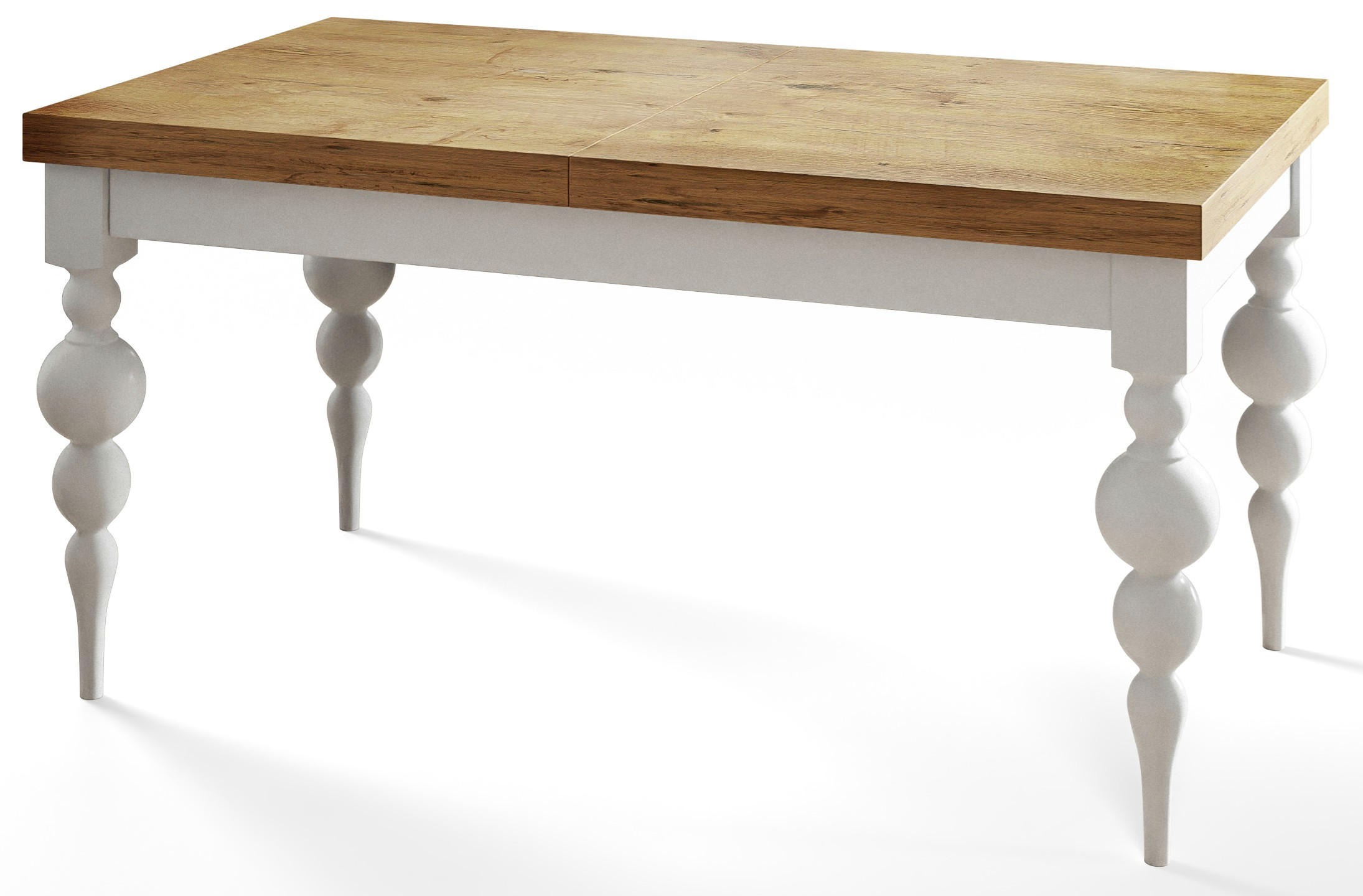 ESSZIMMERTISCH LENA, ausziehbarer Tisch 120-160X80X78,5 cm, Farbe: LANCELOT, mit Tischbeinen in Farbe Weiß - Beige/Weiß, Holzwerkstoff (120/80/79cm) - Alpi-Möbel