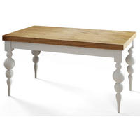 ESSZIMMERTISCH LENA, ausziehbarer Tisch 120-160X80X78,5 cm, Farbe: LANCELOT, mit Tischbeinen in Farbe Weiß - Beige/Weiß, Holzwerkstoff (120/80/79cm) - Alpi-Möbel