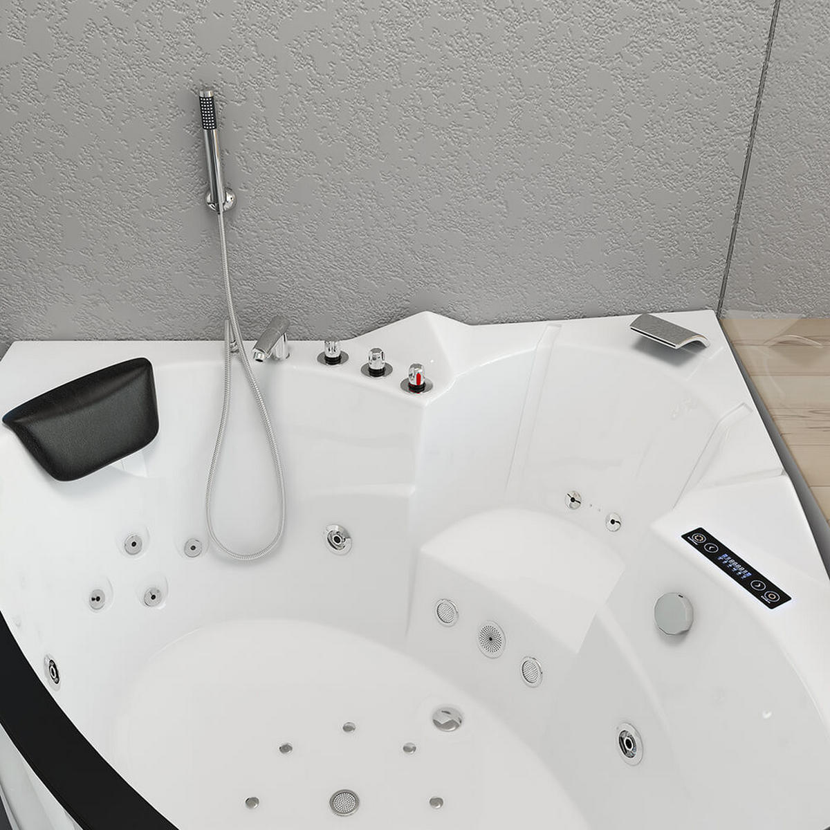 WHIRLPOOL LAGUNA L - mit Glasscheibe, 157 x 157 cm - Weiß, Keramik (157/65/157cm) - Home Deluxe