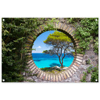 ZAHRADNÍ PLAKÁT Moře - Strom - Tropical - vista 90x60 cm - šedohnědá, plast (90/60/0.2cm) - OnlyWow