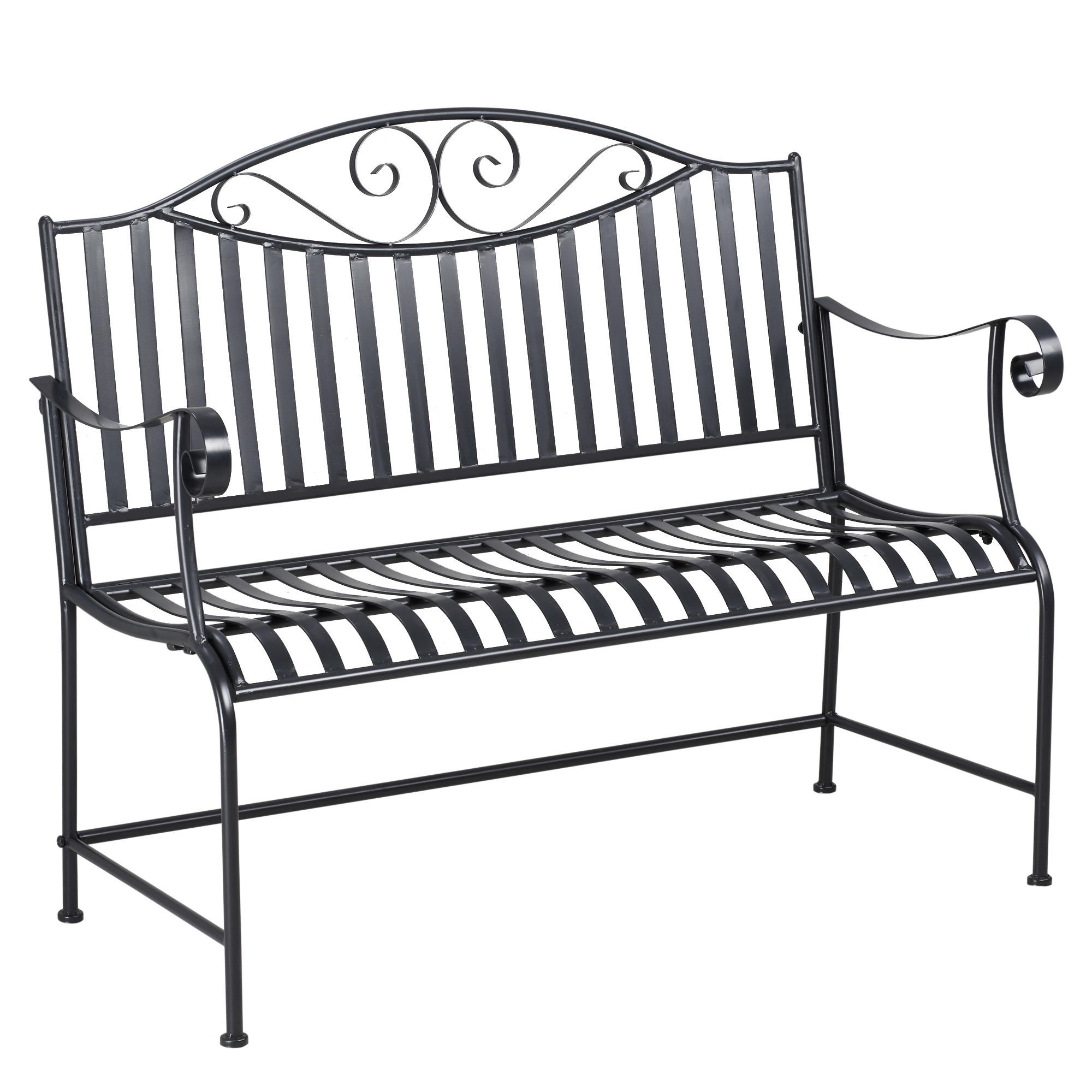 GARTENBANK, 2-Sitzer, bis 220 kg belastbar, 115,5 x 54 x 96 cm, Metall, Grau - Grau, Metall (115.5/96/54cm) - Outsunny