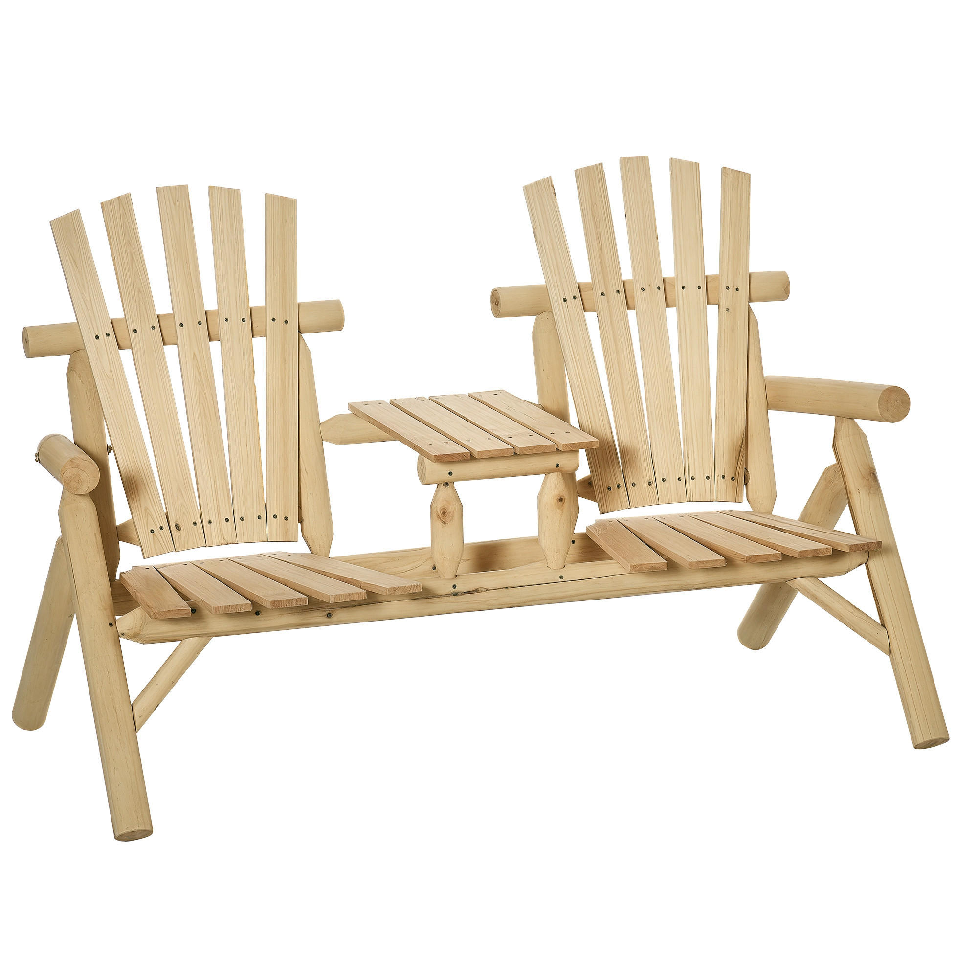 GARTENBANK-KOMBINATION,2 Personen integrierter Tisch,naturholz - Beige, Holz (157/103/88cm) - Vallsero
