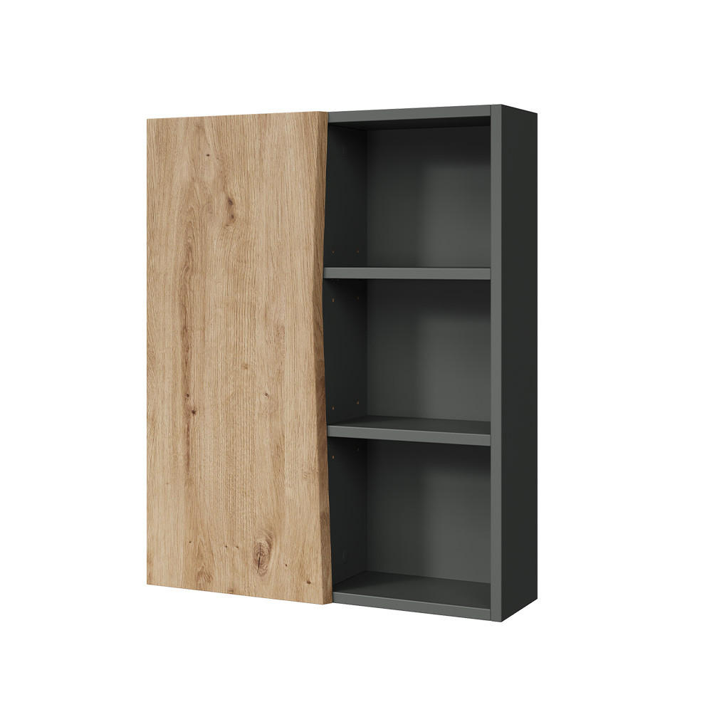 HÄNGESCHRANK Willow Artisan 56 x 70 cm mit 3 offenen Fächern - Anthrazit/Hellgrau, Holzwerkstoff (56/70/16.8cm) - Vicco