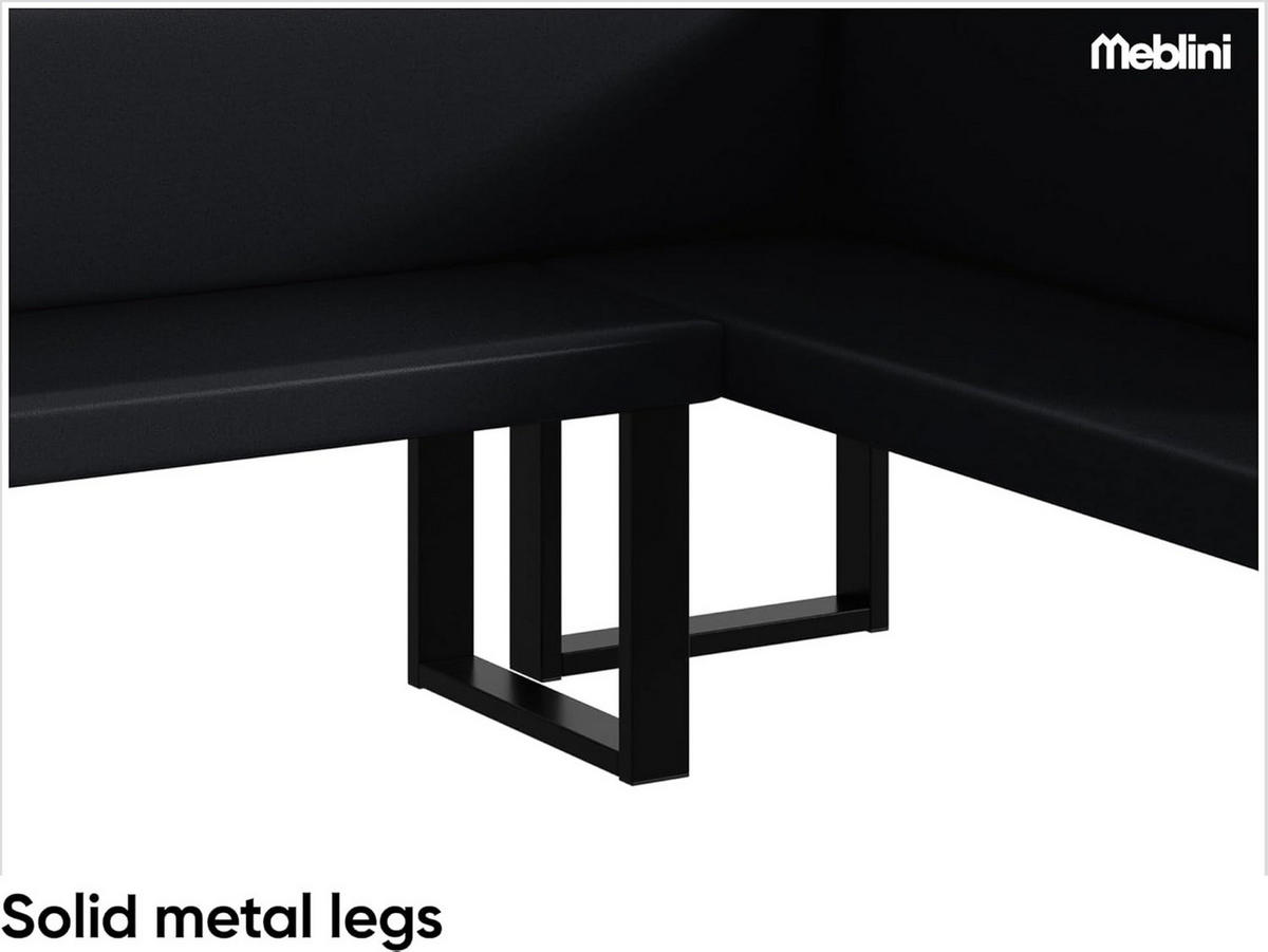 ECKBANK TONI_U - Schwarz, Leder (142/196cm) - Meblini