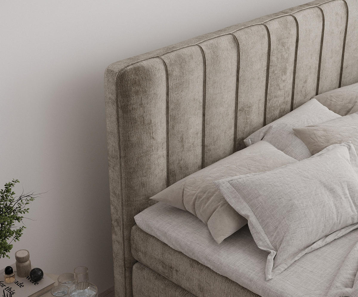 BOXSPRINGBETT Novara Beige 200/200 cm - Beige/Schwarz, Holz/Holzwerkstoff (200/200cm) - Maison de Reve