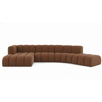 ECKSOFA L-Form GRAND Round, Stoff Salvador, Dunkelbraun, Links - Dunkelbraun, Holz (445/179cm) - Kaiser Möbel