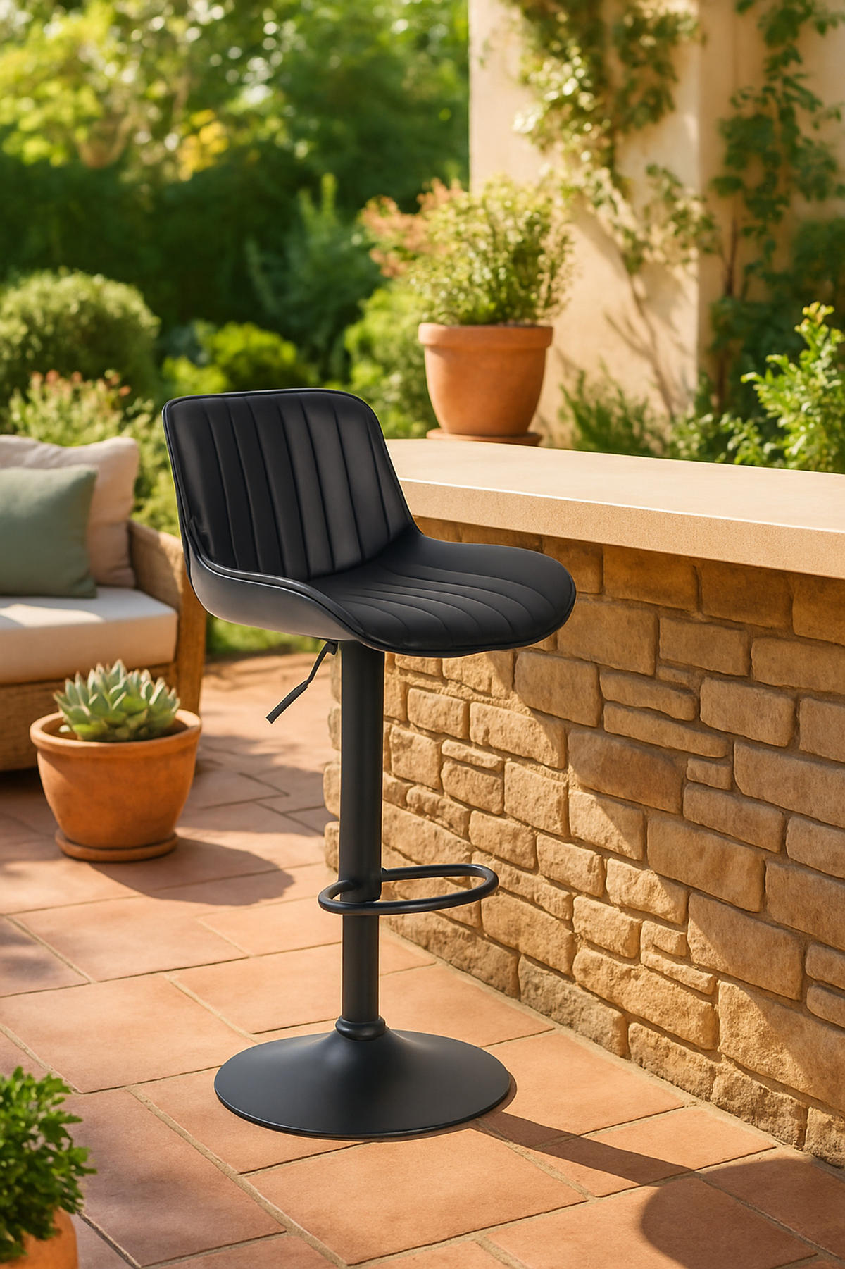 BARHOCKER Lento Gestell schwarz Kunstleder Schwarz - Schwarz, Kunststoff/Metall (50/108/50cm) - TPFLiving