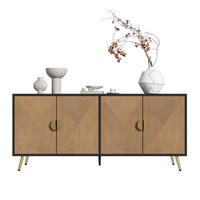 SIDEBOARD 160/40/75 cm mit 4 Türen und Soft-Close-Scharnieren, Schwarz/Holzfarben - Schwarz, Holzwerkstoff (160/75/40cm) - Redom