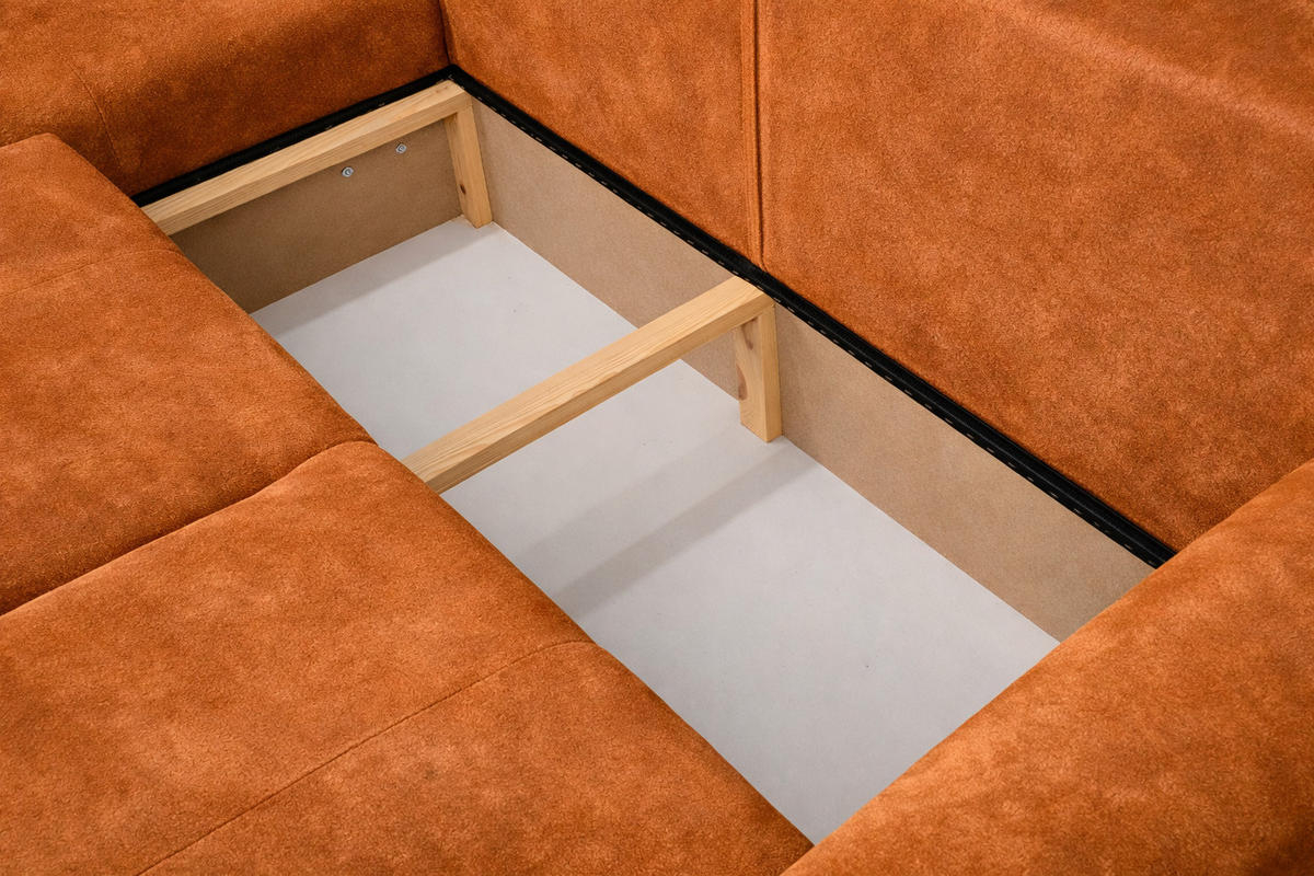 ECKSOFA Mit Schlaffunktion Und Bettkasten, Sofa L-Form Bingo L, Veloursstoff Salvador, Braun, Links - Braun, Holz (250/142cm) - Kaiser Möbel