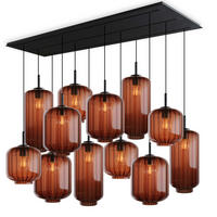 HÄNGELEUCHTE Velo 12-flammig Braun Ø 18/20/25cm - Schwarz/Braun, Glas (25/25/27cm) - s.luce