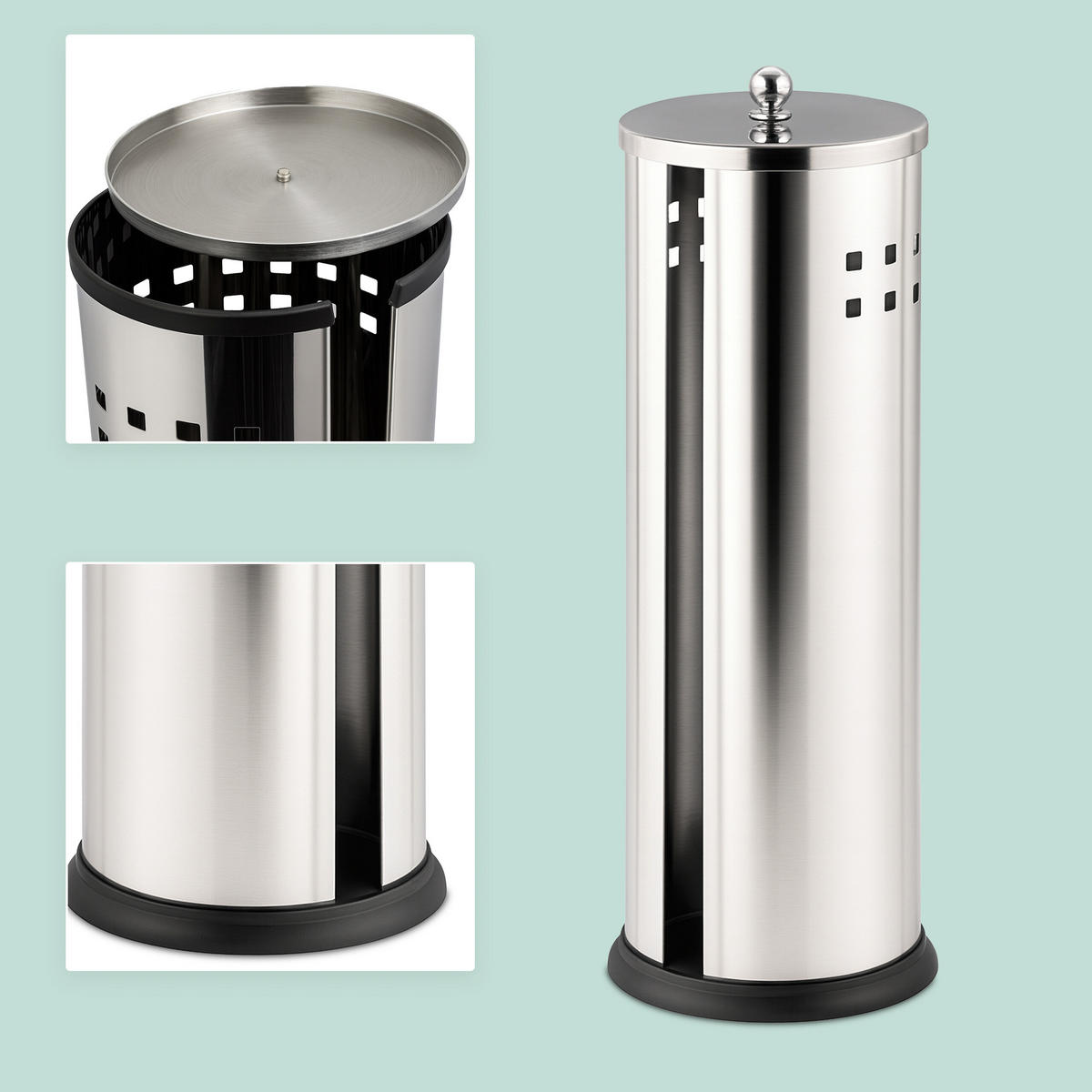 TOILETTENPAPIER-AUFBEWAHRUNG - Silberfarben, Kunststoff/Metall (14.5/37/14.5cm) - Relaxdays