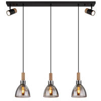 PENDELLEUCHTE Metall Rauchglas Schwarz - Schwarz, Glas (95/16/120cm) - Globo Lighting