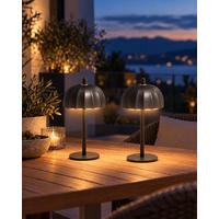 LED-TISCHLEUCHTE Umbrella schwarz 21cm Metall 2er-Set - Schwarz, Metall (10/10/21cm) - Northpoint