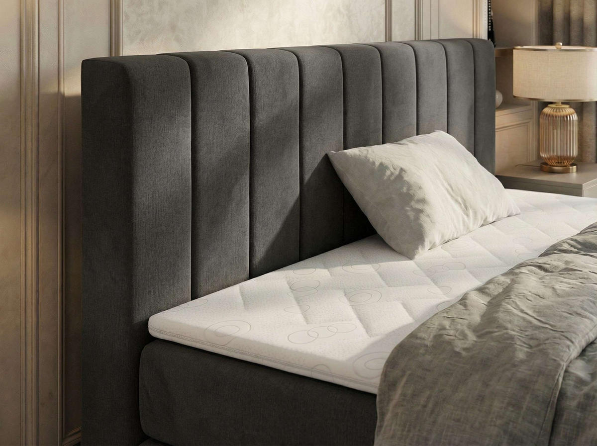 BOXSPRINGBETT ALVER KING DUO 200/200 - Dunkelgrau Velvet - H4 - Dunkelgrau, Textil (200/200cm) - MKS