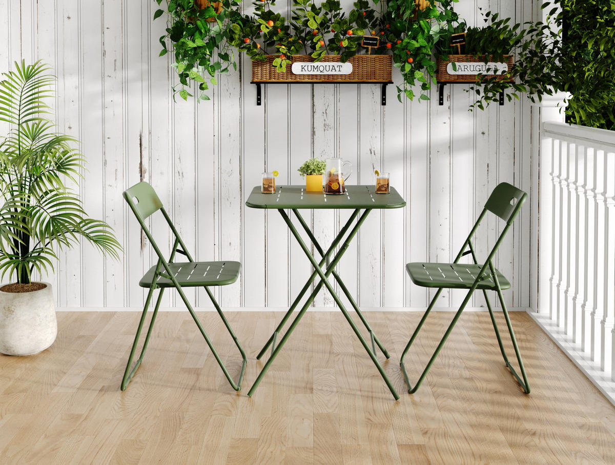 GARTENSET 60/73/60 cm Grün aus Stahl 3er Set - Grün, Metall - OKMYHOME