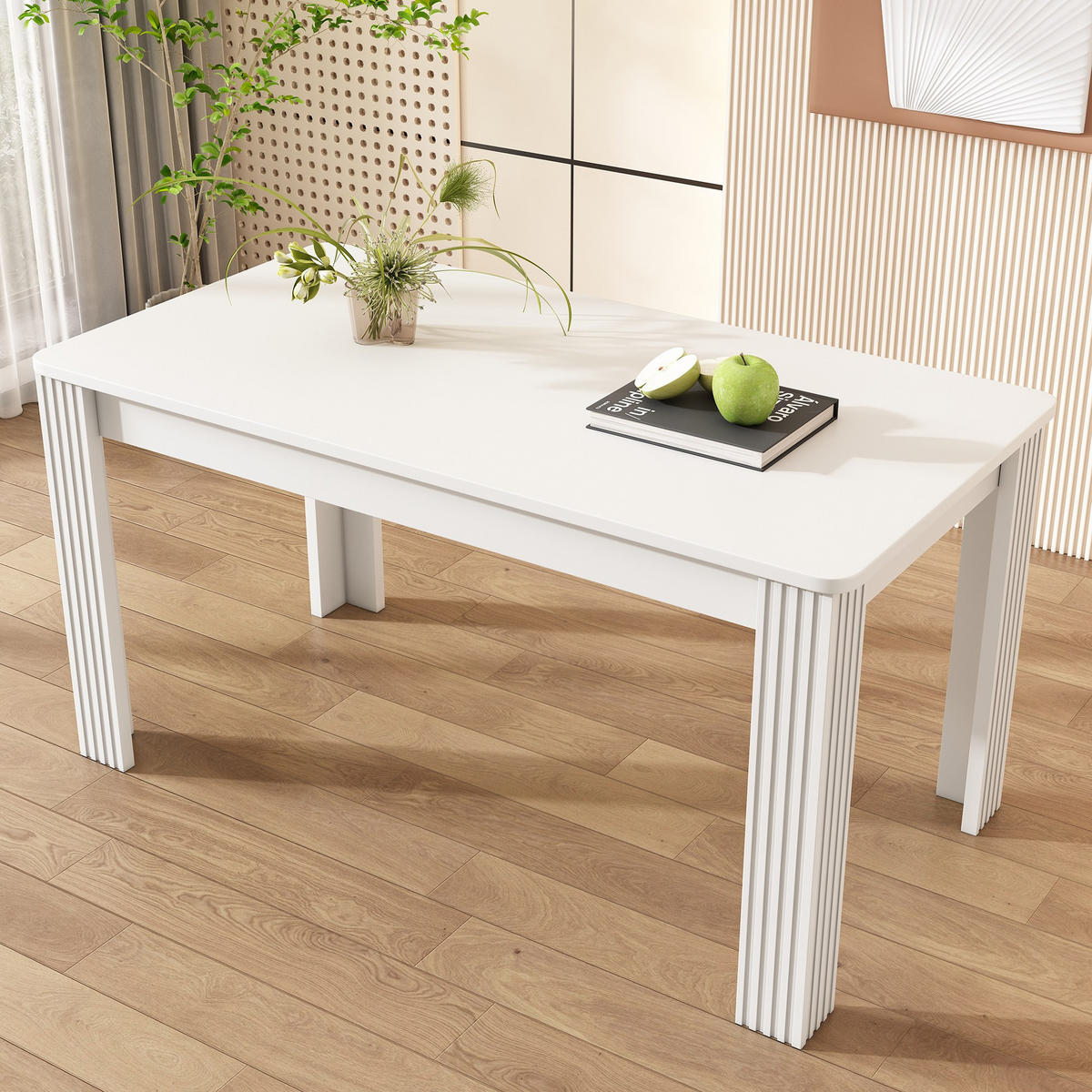 ESSTISCH 116/65/75cm,vierbeiniger Tisch,rechteckiger Holztisch,Weiß - Weiß, Holz (116/65/75cm) - LVHOM