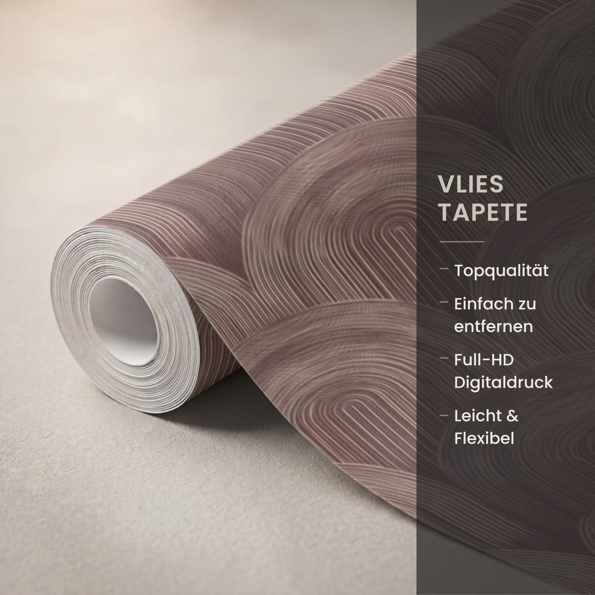 TAPETE - Rhythmic - Aufschlag - Braun - 100x280 cm - Dunkelbraun, Papier (100/280cm) - OnlyWow
