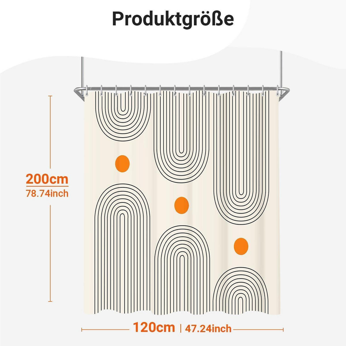 DUSCHVORHANG Geometrische Kurve 120 x 200 cm - Multicolor, Textil (120/200cm)