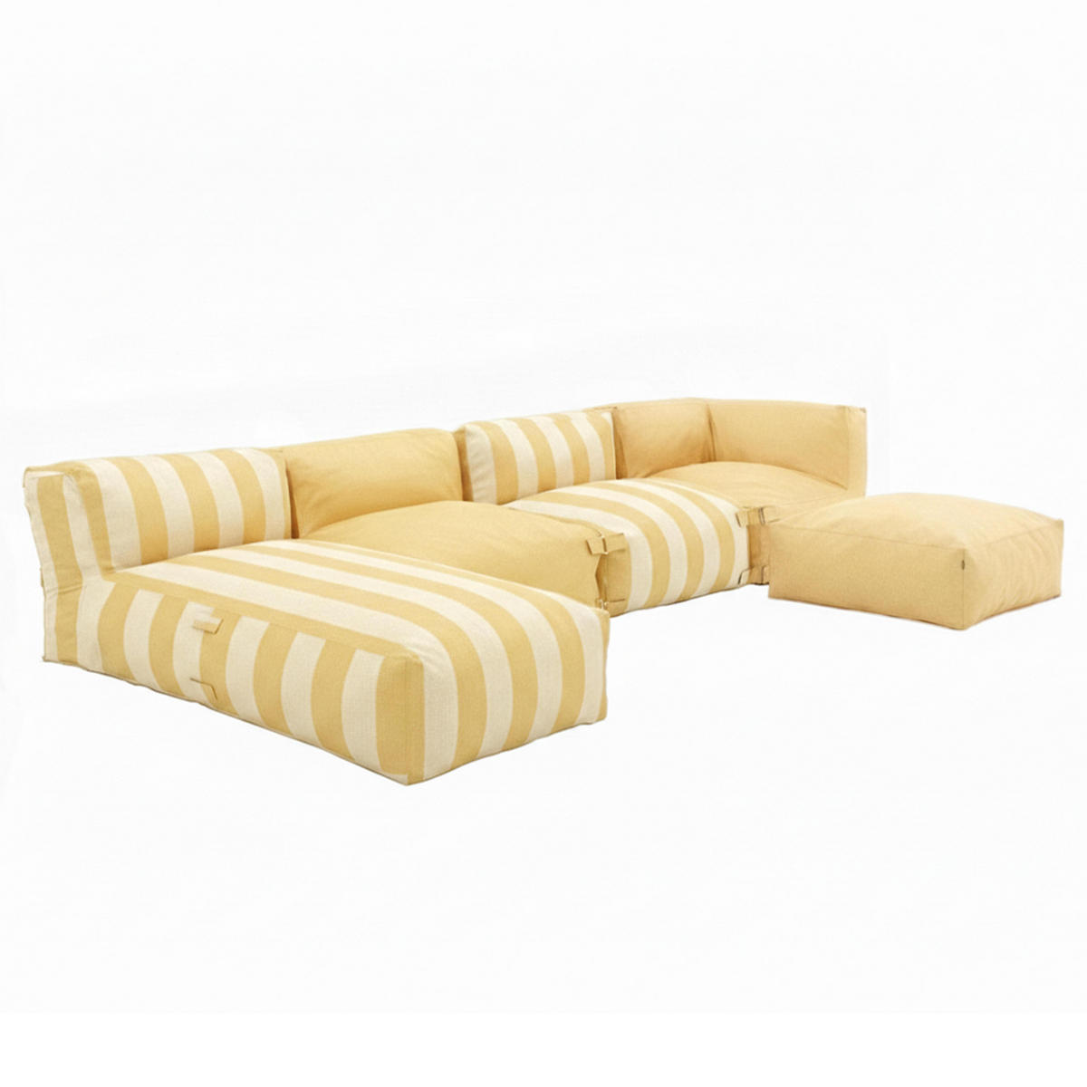 GARTENSOFA mit 5 Sitzplätzen, Hellgelb - Gelb, Textil (85/65/160cm) - Oviala