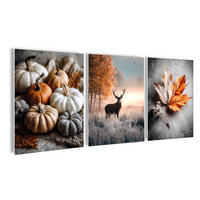 BILDERSET 3er-Set 30x40 cm Hirsch Herbst - Orange, Kunststoff (30/40cm) - artissimo