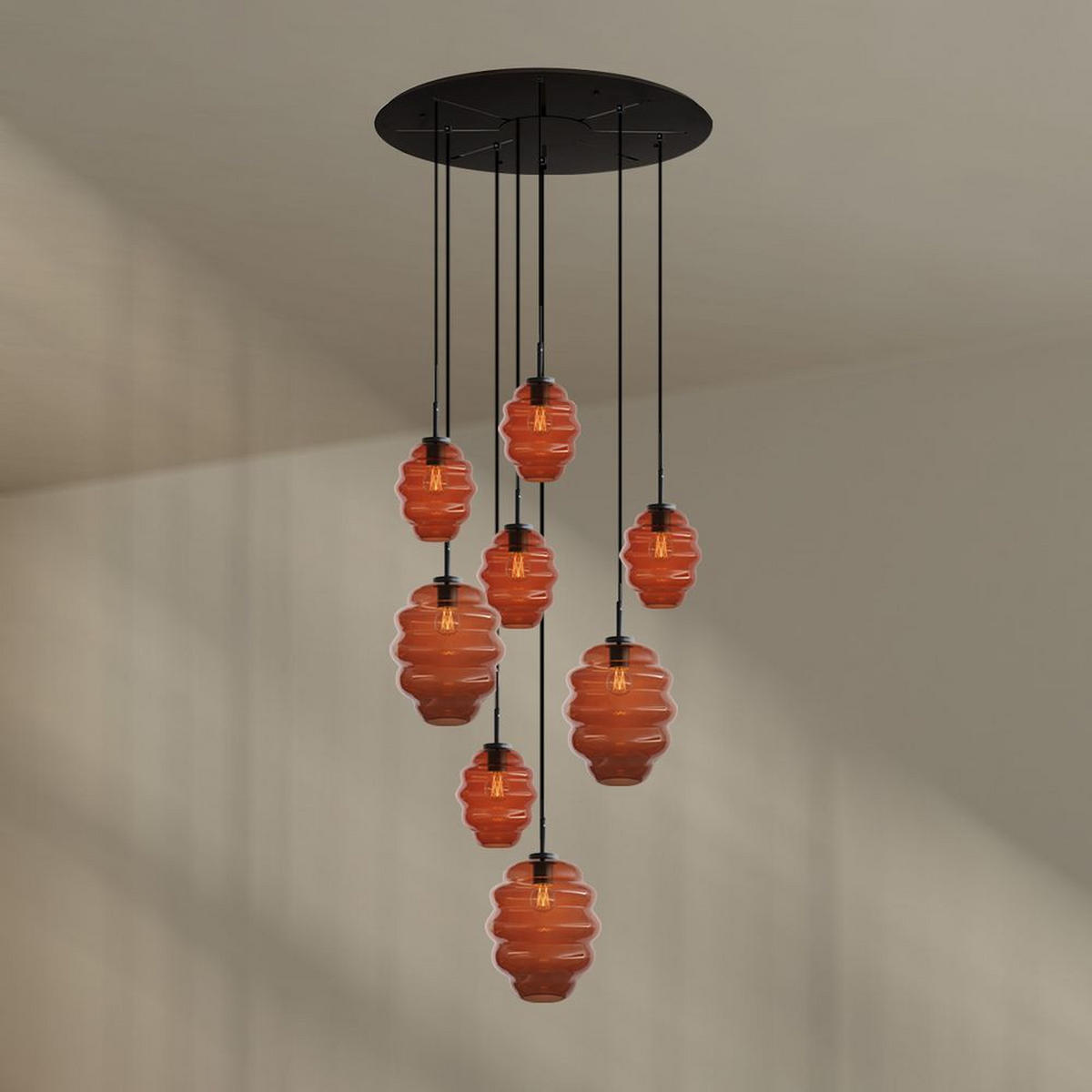 GALERIELEUCHTE Echos 8-flammig Braun Ø 18/25cm - Schwarz/Braun, Glas (18/18/20cm) - s.luce