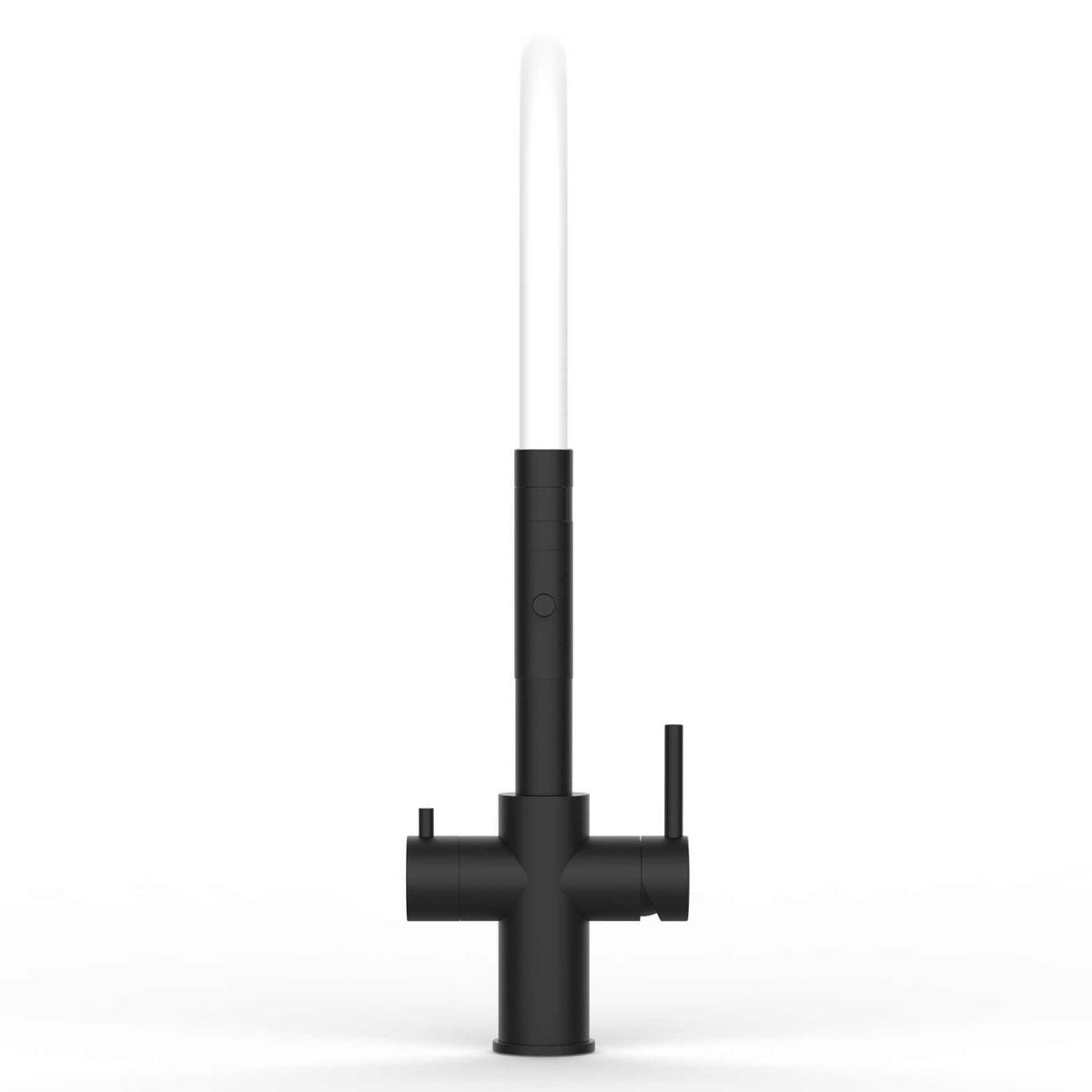 5-WEGE-KÜCHENARMATUR, Edelstahl Massiv aus Chirurgenstahl, PVD Schwarz Matt, 2-Strahl-Brause - Schwarz, Metall (33/52.5/33cm) - VIZIO